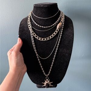 Elegant Silver Layered Necklace Set